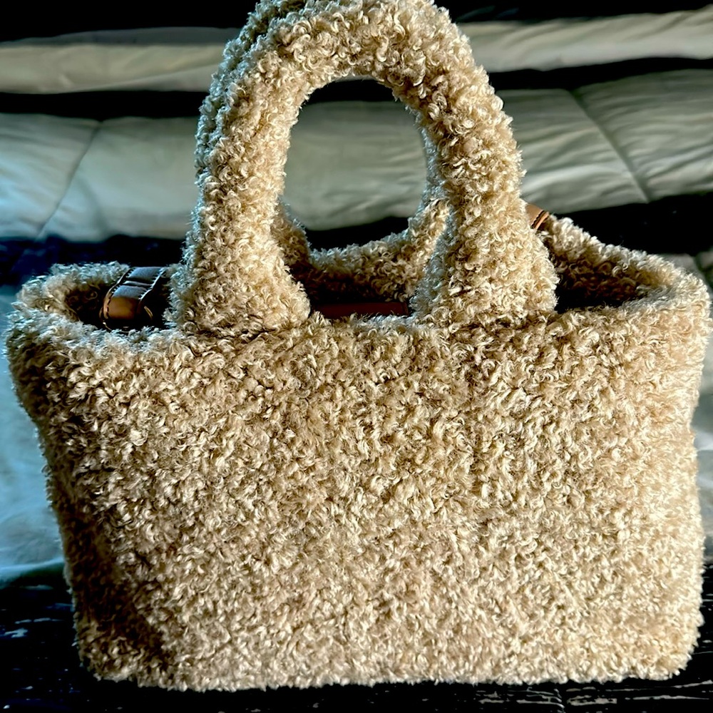 Teddy Tote Bag/ Adjustable Crossbody strap